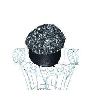 Vintage rare Y2K Beautiful JUICY COUTURE Tweed Hat- BLACK , shimmering silver co